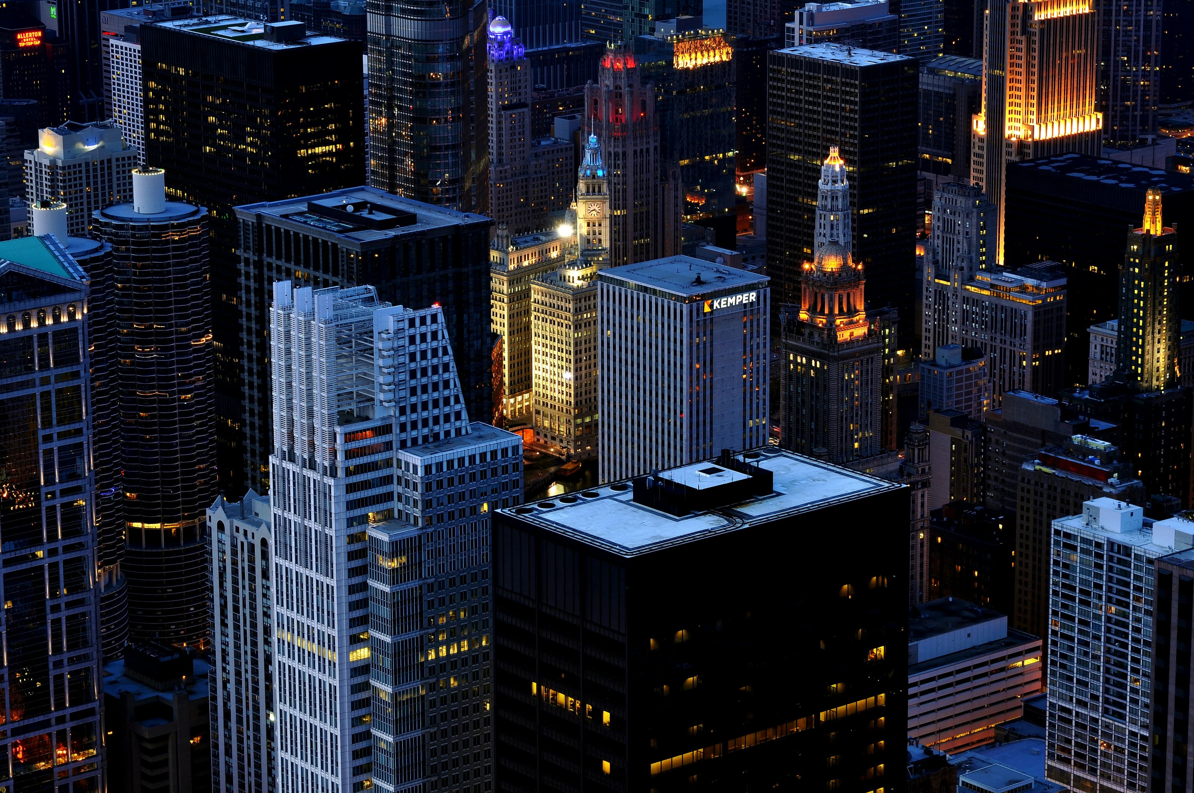 City skyline at night